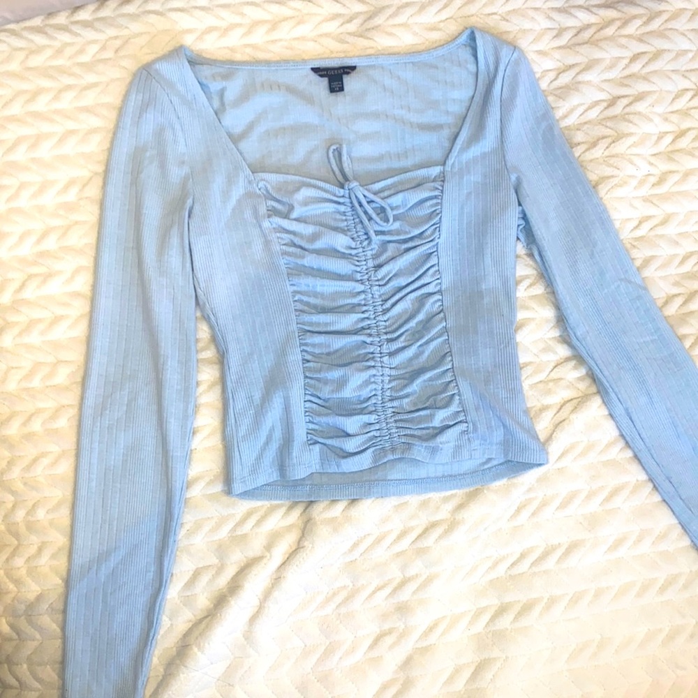 blue long sleeve shirt